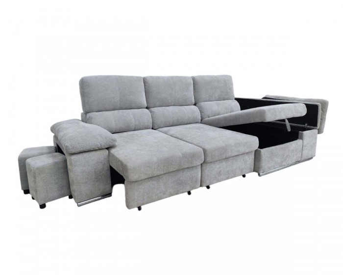 Chaise Longue Nadia – Sofá Cama con Arcón y Taburetes
