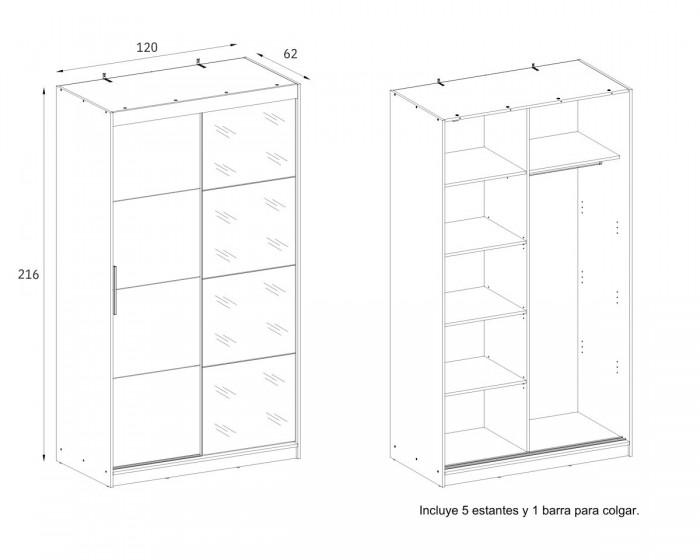 Armario Inova 120 (2 puertas correderas)